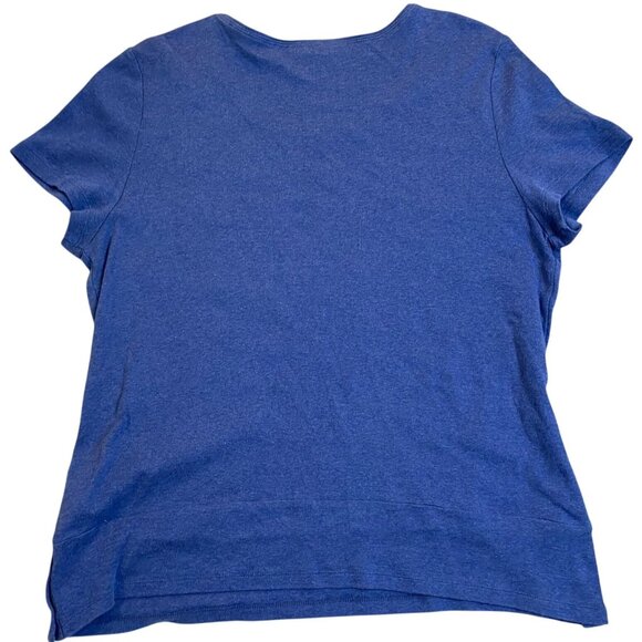 Karen Scott Women's Top XL Blue Short-Sleeve Cotton With Button Detail Hem - Picture 2 of 11
